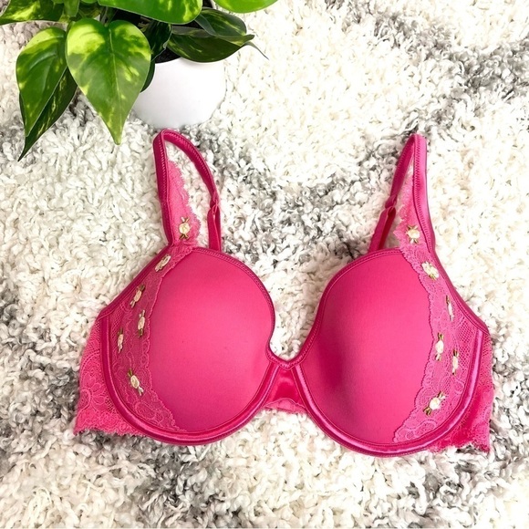 Vintage Victorias Secret Floral Lace Lined Demi Bra size 34D - Picture 2 of 11